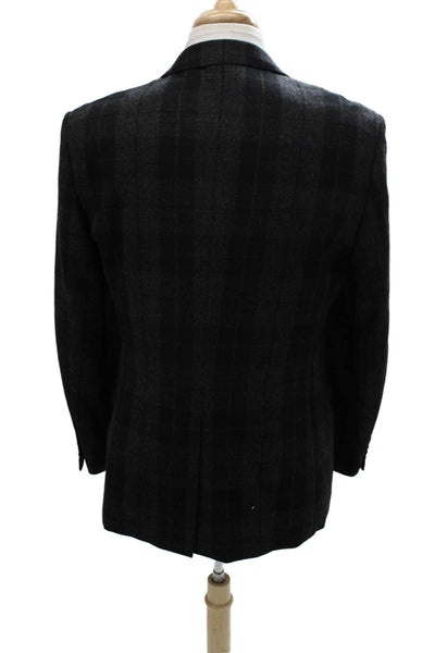 Pal Zileri Mens Blazer Gray Plaid Wool Button Size 52