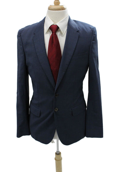 Paul Smith Mens Blue Plaid Wool Blazer Size 40