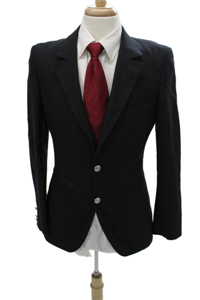 Vitale Barberis Women Black Wool Solid Blazer Size 48