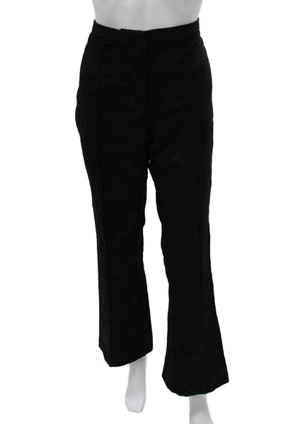 Zara Women Pants Black Floral Cotton Size M