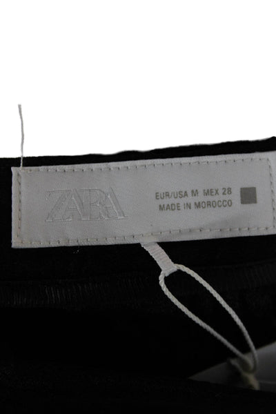 Zara Women Pants Black Floral Cotton Size M