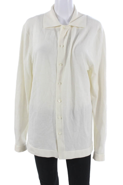 Suit Supply Women Cardigan Wool Collared Long Sleeve Beige Size XL