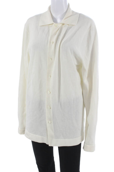 Suit Supply Women Cardigan Wool Collared Long Sleeve Beige Size XL