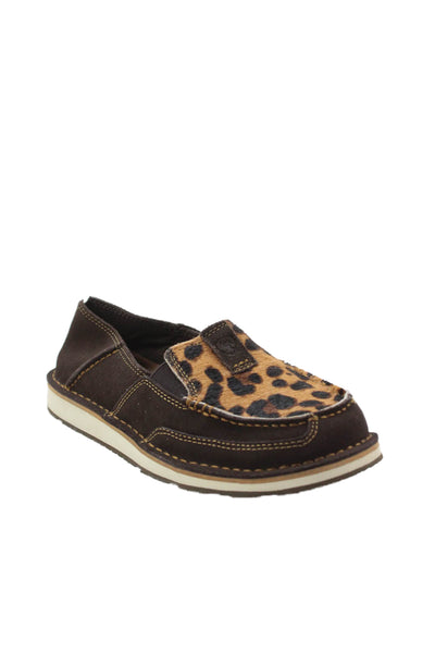 Ariat Womens Suede Animal Print Loafers Brown Size 7