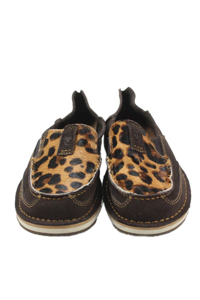 Ariat Womens Suede Animal Print Loafers Brown Size 7