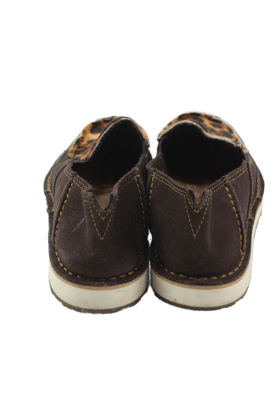 Ariat Womens Suede Animal Print Loafers Brown Size 7