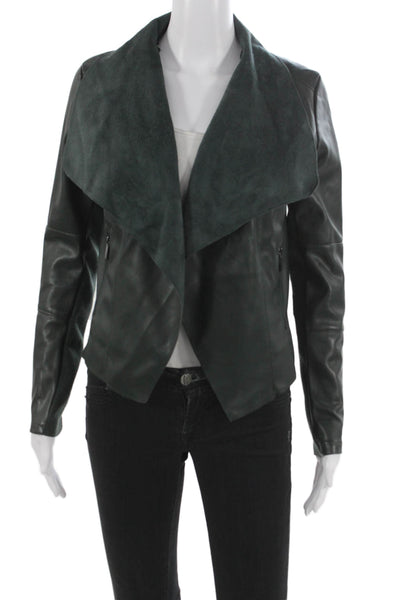 Bagatelle Womens Faux Leather Basic Jacket Open Front Solid Size XS