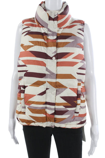 prAna Womens Nylon Geometric Zip Vest Bust 36 Size S