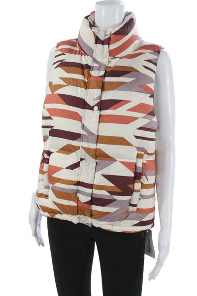 prAna Womens Nylon Geometric Zip Vest Bust 36 Size S