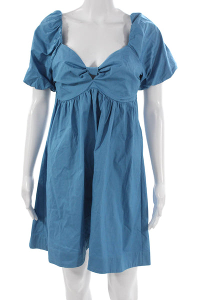 The Good Journey Women Mini Dress Blue Sweetheart Cotton Short Sleeve Size 4
