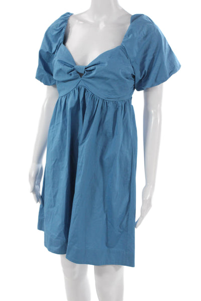 The Good Journey Women Mini Dress Blue Sweetheart Cotton Short Sleeve Size 4