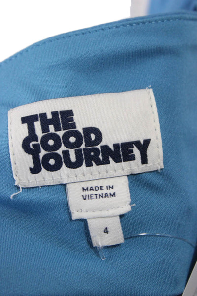 The Good Journey Women Mini Dress Blue Sweetheart Cotton Short Sleeve Size 4