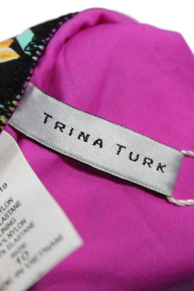Trina Turk Women Multicolor Abstract Nylon Blend Bikini Bottom Size 10