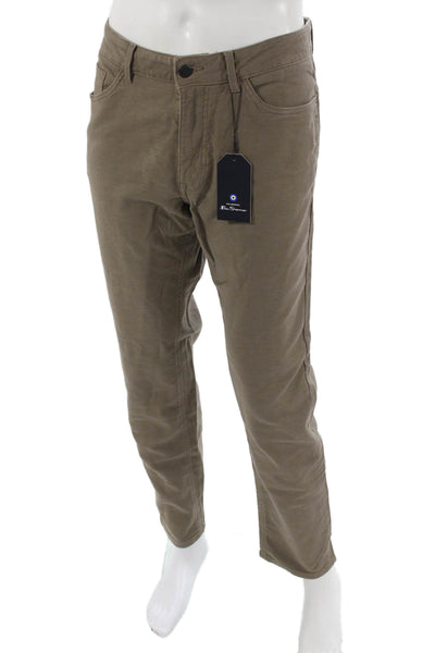 Ben Sherman Women Tapered Cotton Blend Solid Pants Inseam 32 Size 36