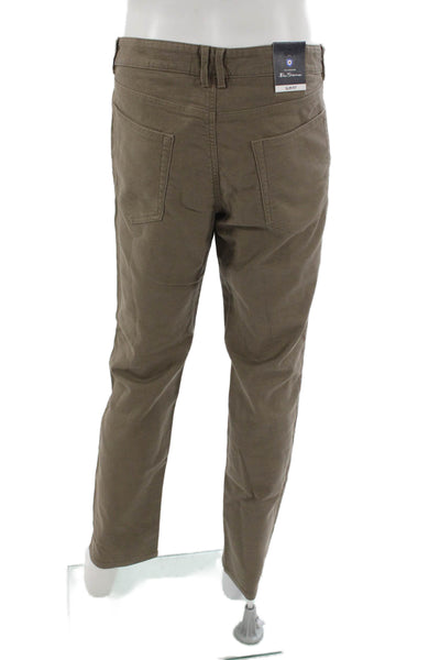 Ben Sherman Women Tapered Cotton Blend Solid Pants Inseam 32 Size 36