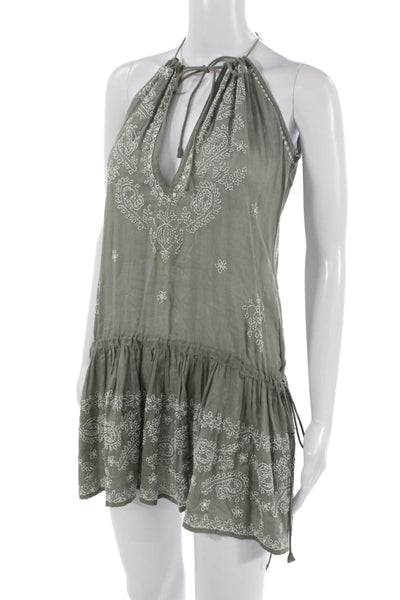 Juliet Dunn Women Mini Dress Floral V-Neck Sleeveless Knee Length Size One Size