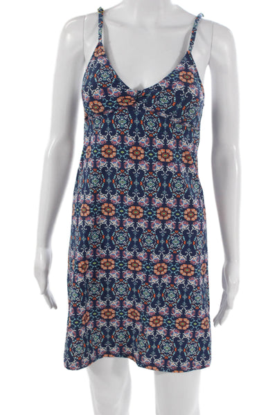 Helen Jon Women Blue Floral Mini Dress Nylon Blend Sleeveless Size XS