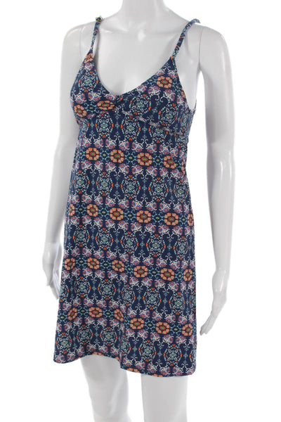 Helen Jon Women Blue Floral Mini Dress Nylon Blend Sleeveless Size XS