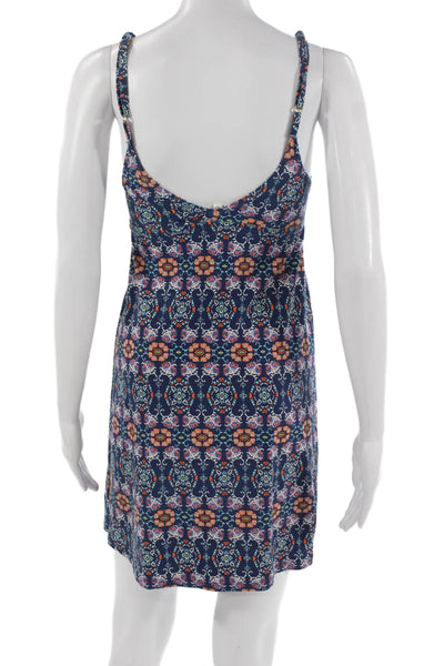 Helen Jon Women Blue Floral Mini Dress Nylon Blend Sleeveless Size XS
