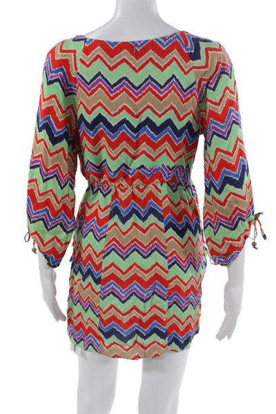 T Bags Los Angeles Womens Mini Chevron 3/4 Sleeve Multicolor Dress Size XS