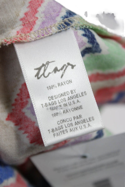 T Bags Los Angeles Womens Mini Chevron 3/4 Sleeve Multicolor Dress Size XS
