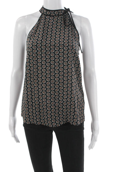 A.L.C. Womens Silk Floral High Neck Sleeveless Tank Top Brown Size 2