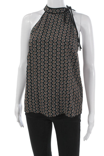 A.L.C. Womens Silk Floral High Neck Sleeveless Tank Top Brown Size 2