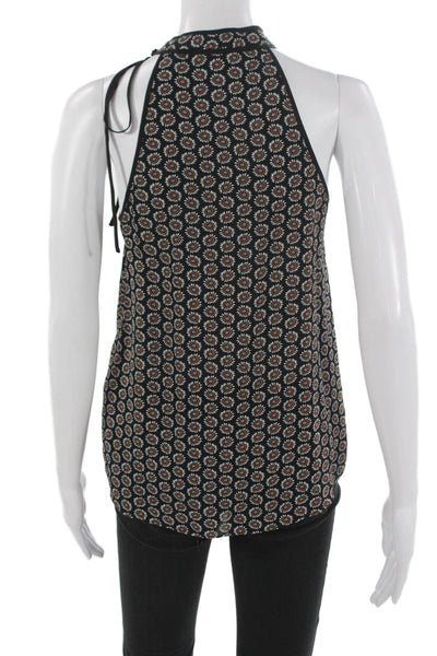 A.L.C. Womens Silk Floral High Neck Sleeveless Tank Top Brown Size 2