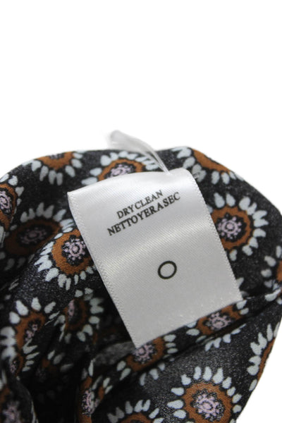 A.L.C. Womens Silk Floral High Neck Sleeveless Tank Top Brown Size 2