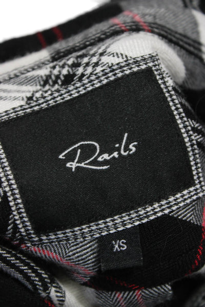 Rails Womens Black Plaid Rayon Collared Button Up Long Sleeve Size XS