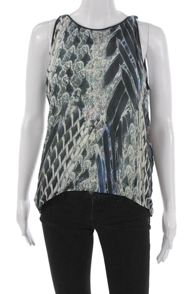 Helmut Lang Women Gray Abstract Viscose Tank Top Size 0P