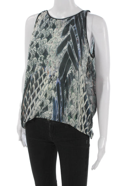 Helmut Lang Women Gray Abstract Viscose Tank Top Size 0P