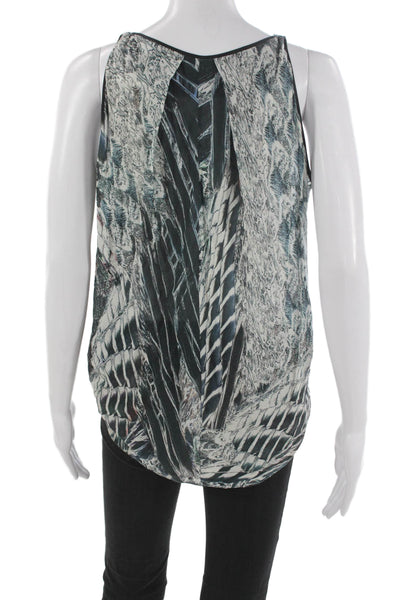 Helmut Lang Women Gray Abstract Viscose Tank Top Size 0P