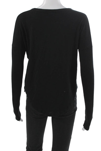Rag & Bone Womens Black Rayon Blend Knit Top Long Sleeve Size 2XS