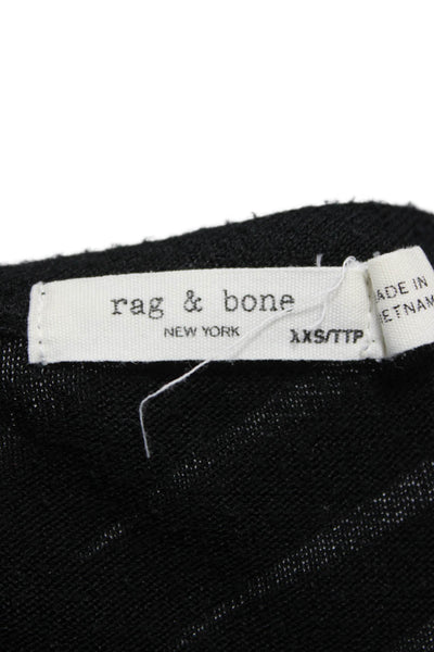 Rag & Bone Womens Black Rayon Blend Knit Top Long Sleeve Size 2XS