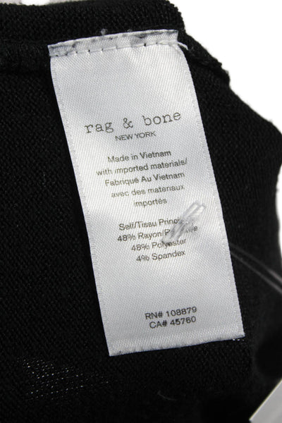 Rag & Bone Womens Black Rayon Blend Knit Top Long Sleeve Size 2XS