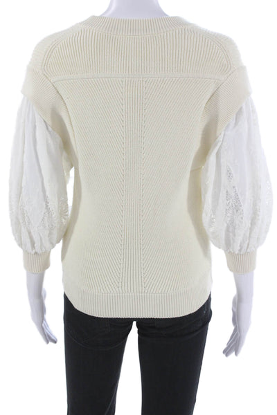 Ba&Sh Womens Beige Cotton Blend Pullover Sweater Long Sleeve Size XS