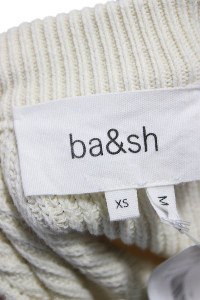 Ba&Sh Womens Beige Cotton Blend Pullover Sweater Long Sleeve Size XS