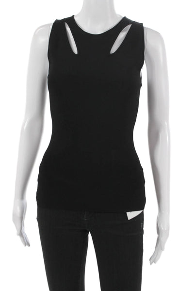 Intermix Womens Knit Sleeveless Top Black Rayon Blend Round Neck Size 0P
