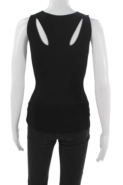 Intermix Womens Knit Sleeveless Top Black Rayon Blend Round Neck Size 0P