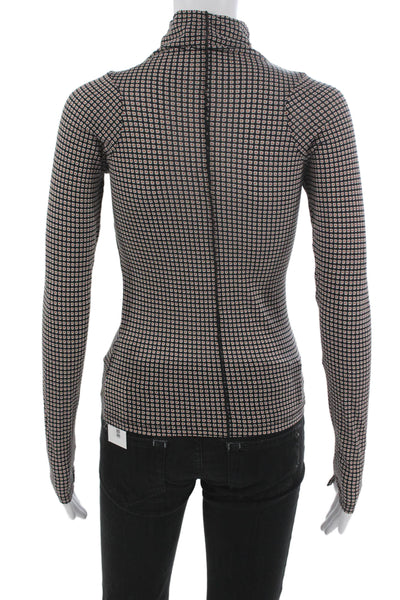 Rag & Bone Women Turtleneck Long Sleeve Geometric Cotton Blend Black Size XS