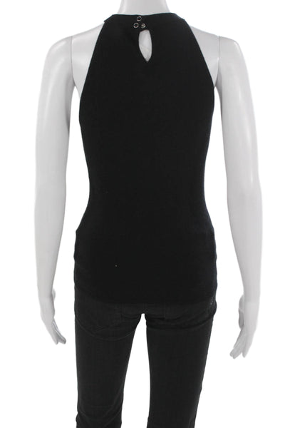 Autumn Cashmere Womens Black Cashmere Blend Sleeveless Knit Top Size XS