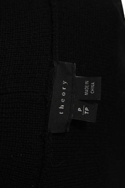 Theory Women Cardigan Black Wool Blend Collared Size 0P
