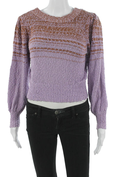 J Crew Women Knit Top Cotton Round Neck Long Sleeve Abstract Size XS