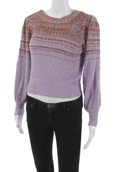 J Crew Women Knit Top Cotton Round Neck Long Sleeve Abstract Size XS
