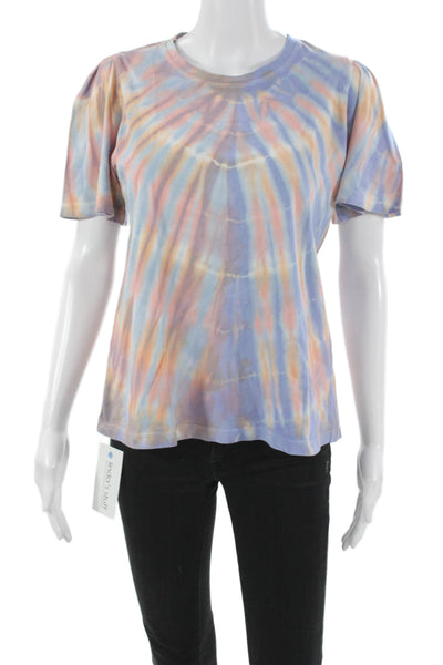Raquel Allegra Womens Tie-Dye Cotton Crew T-Shirt Multicolor Size 0