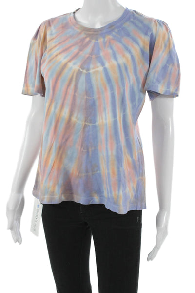 Raquel Allegra Womens Tie-Dye Cotton Crew T-Shirt Multicolor Size 0
