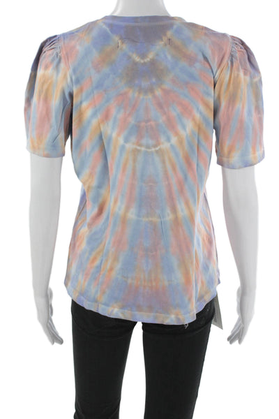 Raquel Allegra Womens Tie-Dye Cotton Crew T-Shirt Multicolor Size 0