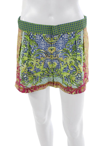 Clover Canyon Womens Clothing Casual Green Abstract Polyester Shorts Size S