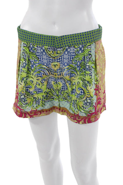 Clover Canyon Womens Clothing Casual Green Abstract Polyester Shorts Size S